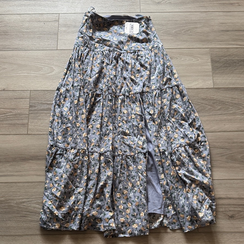 Altar'd State Floral Maxi Skirt in Blue